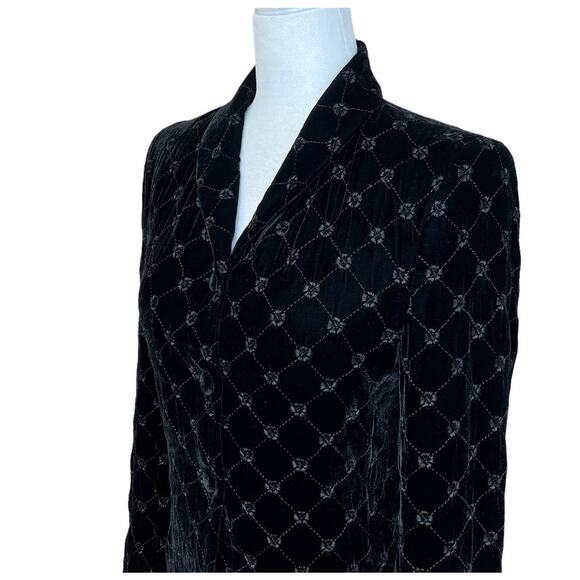 Vintage 90s Petite Sophisticate Black Velvet Quilted Blazer Jacket Womens Sz 4P - Picture 4 of 14